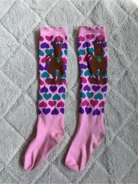 Scooby Doo | Pink Hearts Scooby Doo Knee High Socks | Size Big Kid